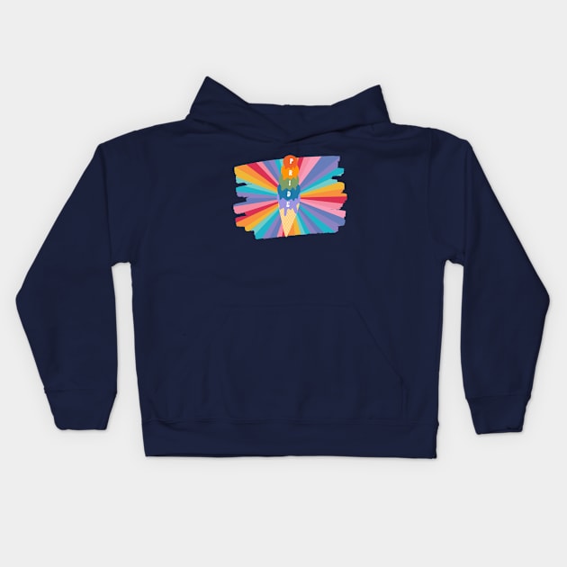 Rainbow Pride Ice Cream Cone Kids Hoodie by Prideopenspaces